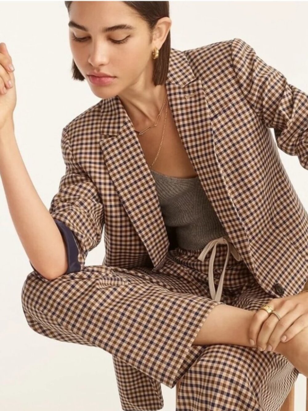 J. Crew Alfie Blazer in Honey Plaid Italian Wool
